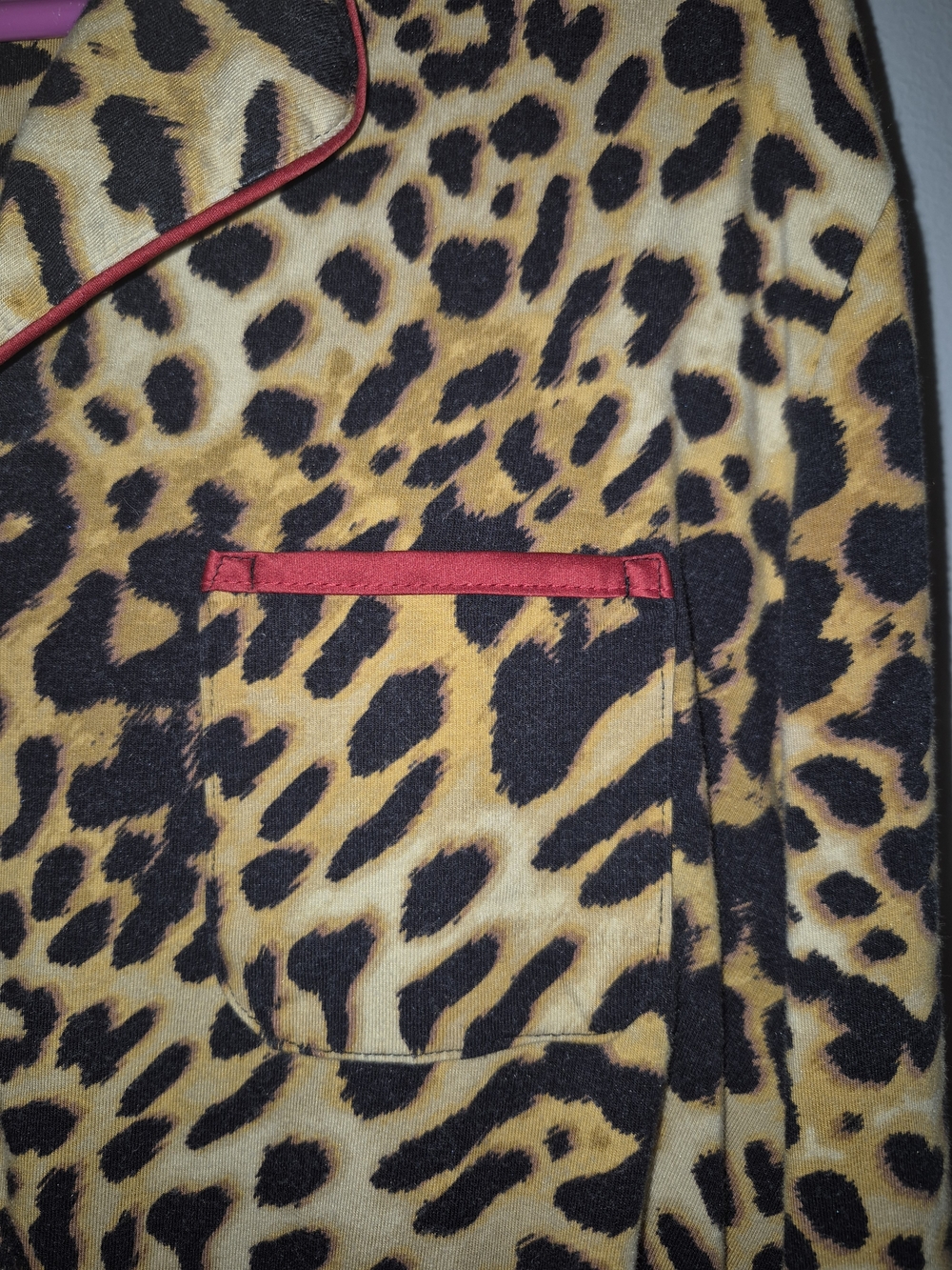 Soma XL Leopard Print Button-Up Pajama Top with Red Piping - Picture 2 of 7